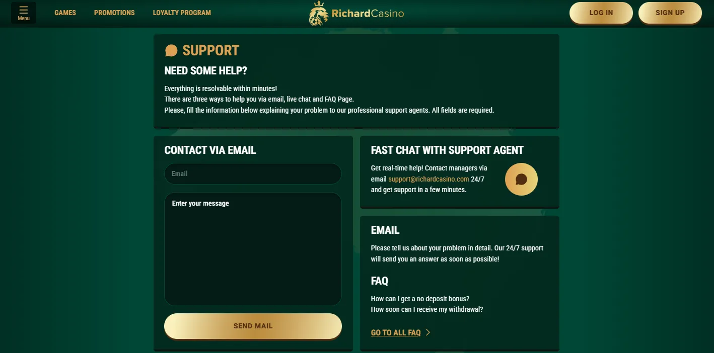 Customer support Richard Casino